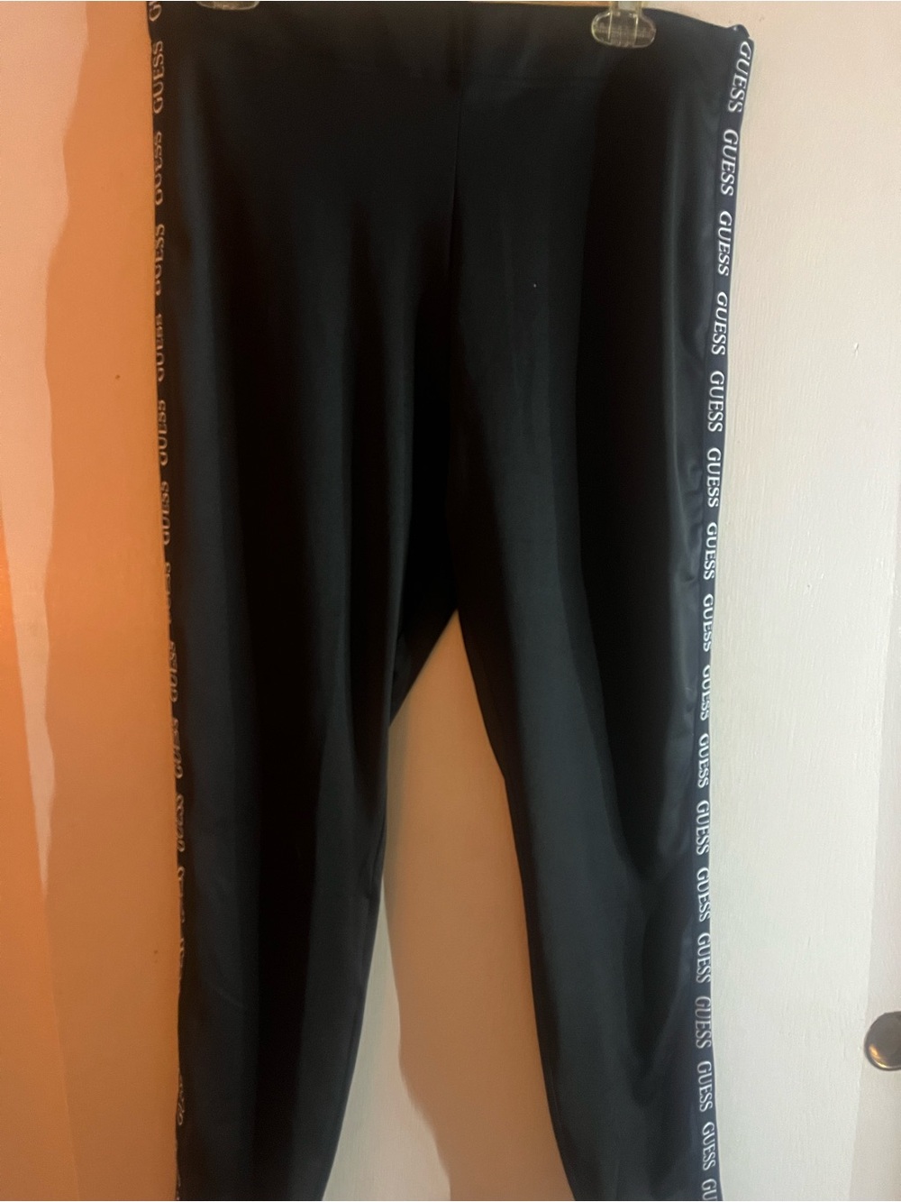 GUESS Black Leggings with White Logo Side Tape